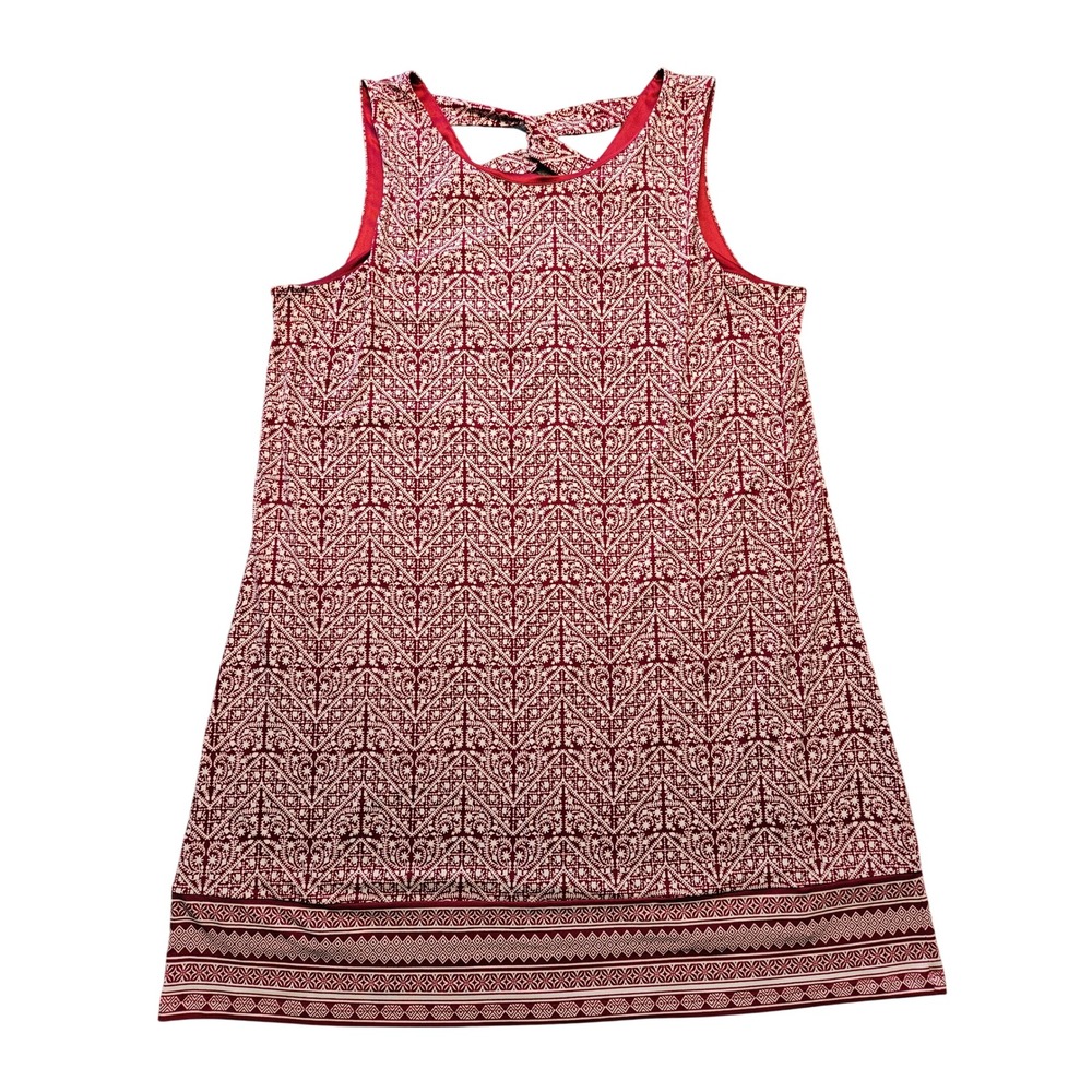 Magnolia Grace Red White Geometric Print Sleeveless Back Knot Dress XXL Hippie